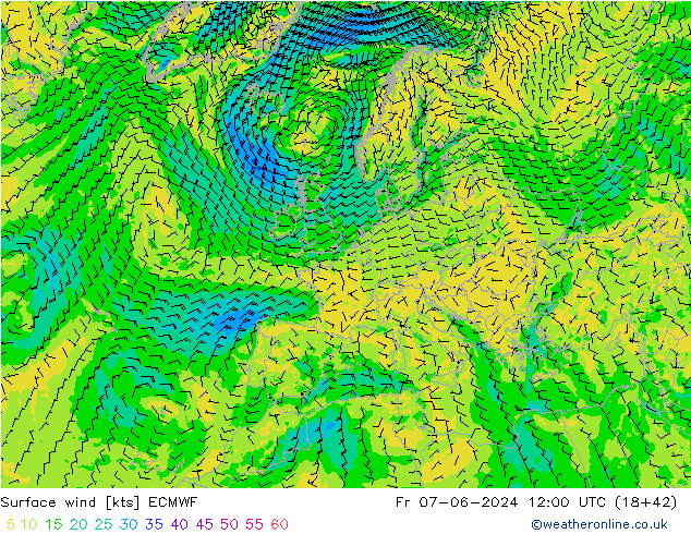 Wind 10 m ECMWF vr 07.06.2024 12 UTC