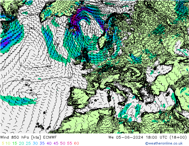 Wind 850 hPa ECMWF We 05.06.2024 18 UTC