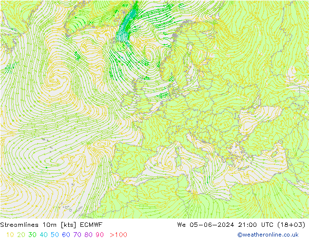 Rüzgar 10m ECMWF Çar 05.06.2024 21 UTC