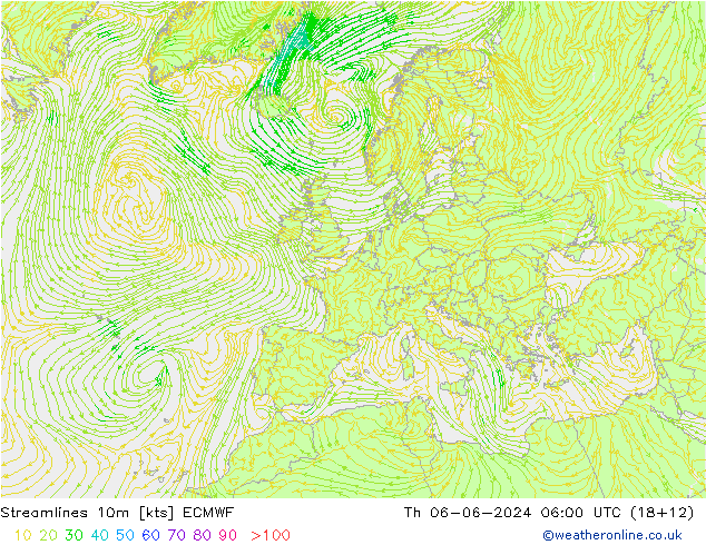 Rüzgar 10m ECMWF Per 06.06.2024 06 UTC