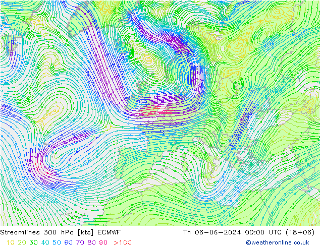 Rüzgar 300 hPa ECMWF Per 06.06.2024 00 UTC