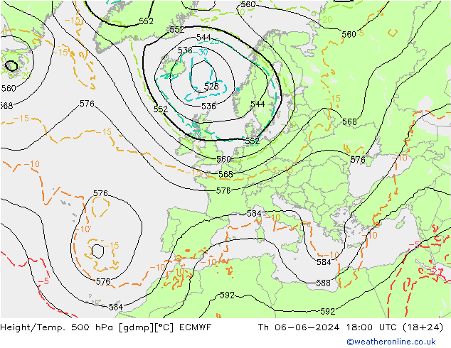 Z500/Rain (+SLP)/Z850 ECMWF Qui 06.06.2024 18 UTC