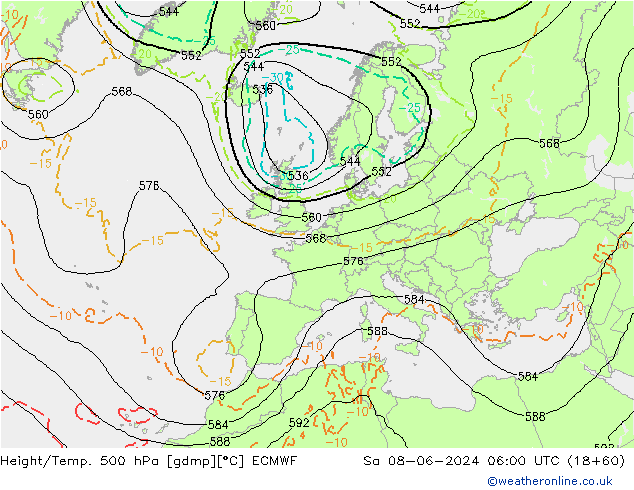 Z500/Rain (+SLP)/Z850 ECMWF  08.06.2024 06 UTC