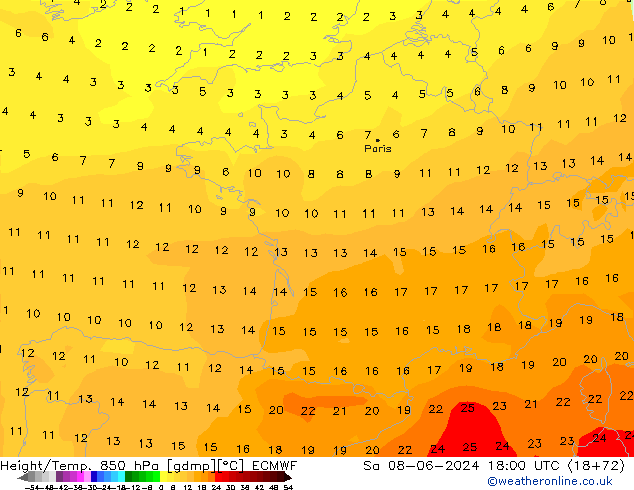 Z500/Regen(+SLP)/Z850 ECMWF za 08.06.2024 18 UTC