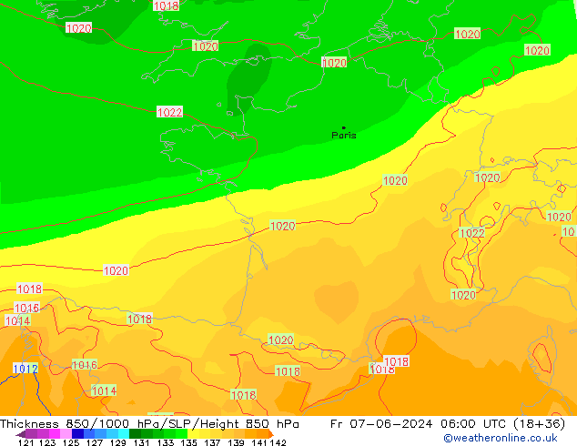 Thck 850-1000 hPa ECMWF Pá 07.06.2024 06 UTC