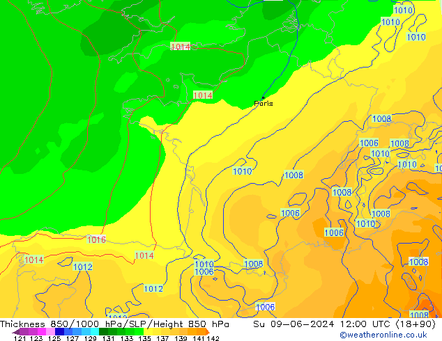 Thck 850-1000 hPa ECMWF Su 09.06.2024 12 UTC