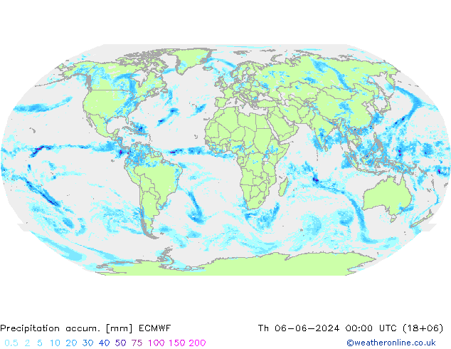 Precipitation accum. ECMWF чт 06.06.2024 00 UTC