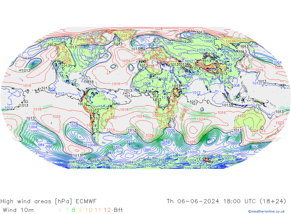 High wind areas ECMWF Qui 06.06.2024 18 UTC