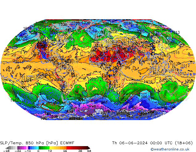 850 hPa Yer Bas./Sıc ECMWF Per 06.06.2024 00 UTC