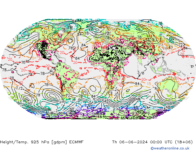 Height/Temp. 925 hPa ECMWF Qui 06.06.2024 00 UTC