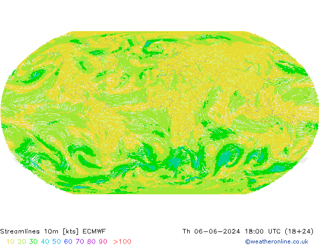 Streamlines 10m ECMWF Th 06.06.2024 18 UTC