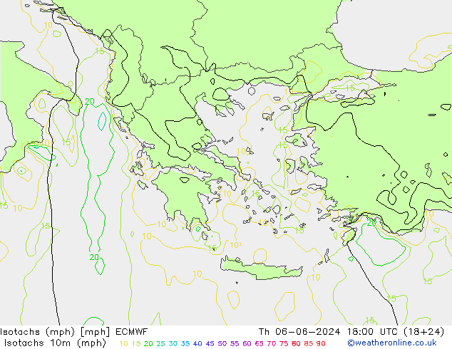 Isotachs (mph) ECMWF  06.06.2024 18 UTC