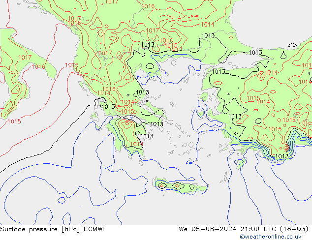 Surface pressure ECMWF We 05.06.2024 21 UTC