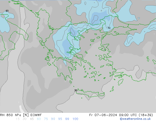 RH 850 hPa ECMWF pt. 07.06.2024 09 UTC