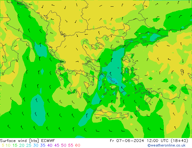 Vento 10 m ECMWF ven 07.06.2024 12 UTC