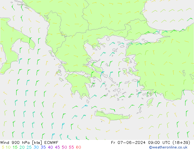 Viento 900 hPa ECMWF vie 07.06.2024 09 UTC