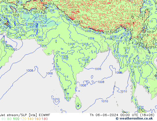 джет/приземное давление ECMWF чт 06.06.2024 00 UTC