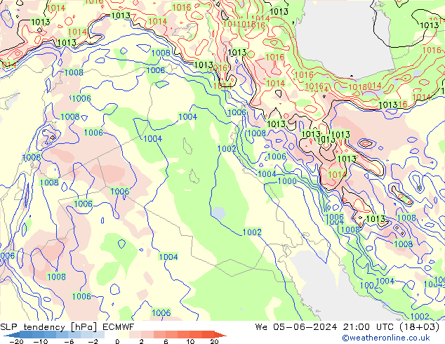 Drucktendenz ECMWF Mi 05.06.2024 21 UTC