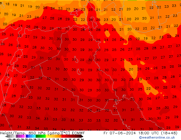 Z500/Rain (+SLP)/Z850 ECMWF Fr 07.06.2024 18 UTC