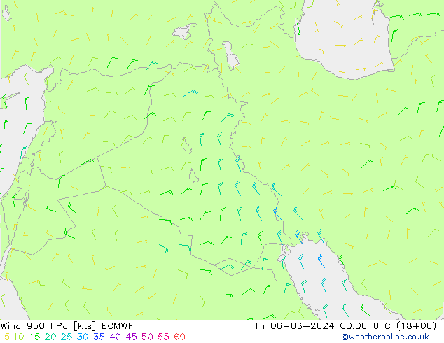 Prec 6h/Wind 10m/950 ECMWF Th 06.06.2024 00 UTC