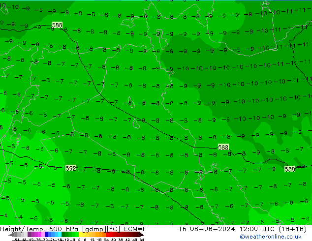 Height/Temp. 500 hPa ECMWF Th 06.06.2024 12 UTC