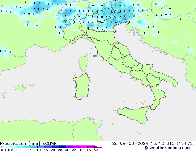 Precipitation ECMWF Sa 08.06.2024 18 UTC