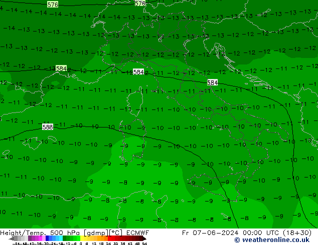 Z500/Rain (+SLP)/Z850 ECMWF Fr 07.06.2024 00 UTC