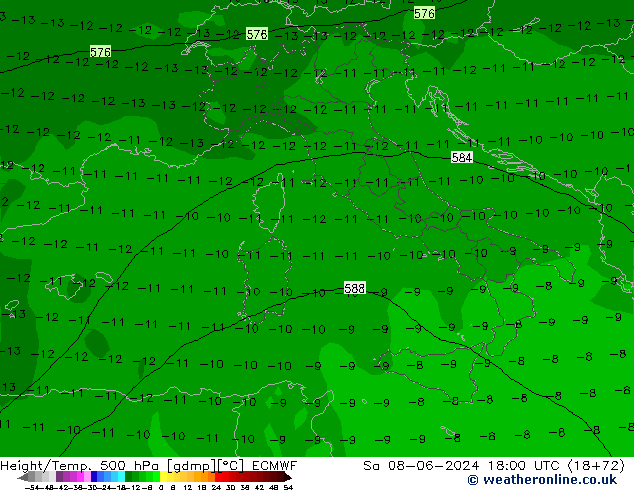 Z500/Rain (+SLP)/Z850 ECMWF sam 08.06.2024 18 UTC