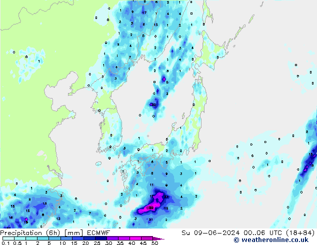 Z500/Rain (+SLP)/Z850 ECMWF Su 09.06.2024 06 UTC