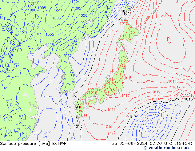 приземное давление ECMWF сб 08.06.2024 00 UTC