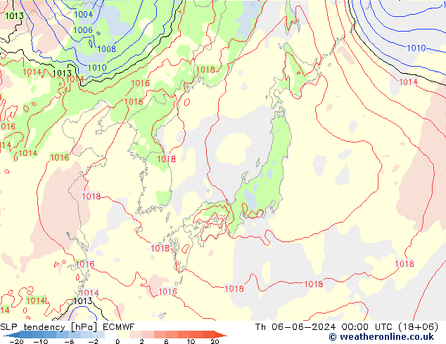 SLP tendency ECMWF Th 06.06.2024 00 UTC