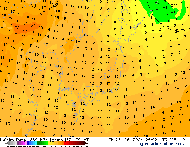 Z500/Rain (+SLP)/Z850 ECMWF czw. 06.06.2024 06 UTC