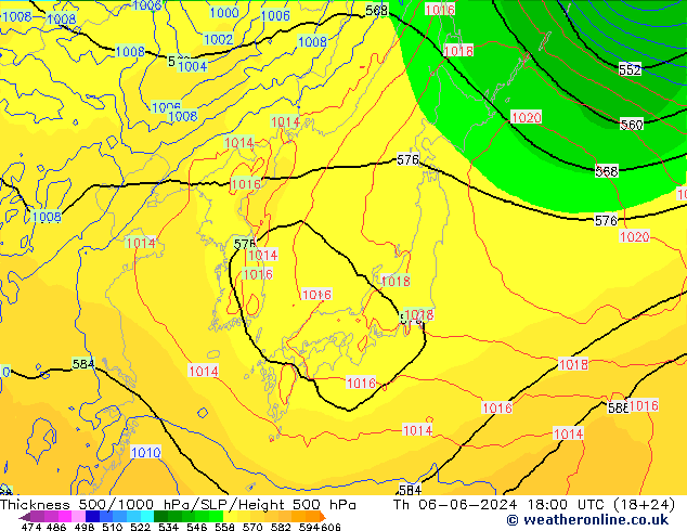 Thck 500-1000hPa ECMWF Th 06.06.2024 18 UTC