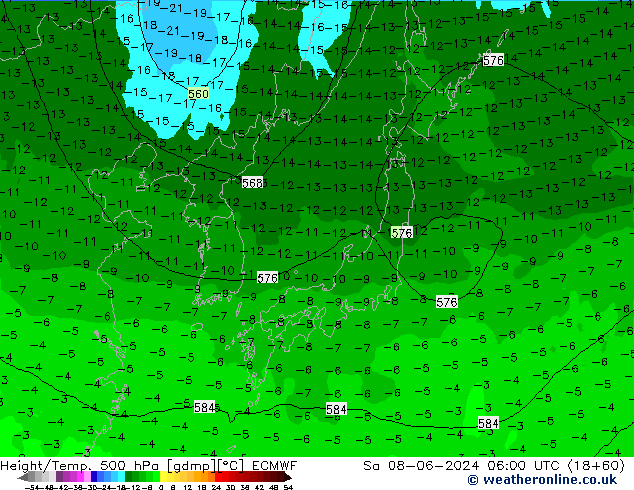 Z500/Rain (+SLP)/Z850 ECMWF sáb 08.06.2024 06 UTC