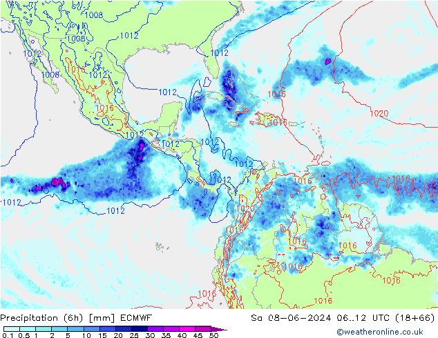 Z500/Rain (+SLP)/Z850 ECMWF Sáb 08.06.2024 12 UTC