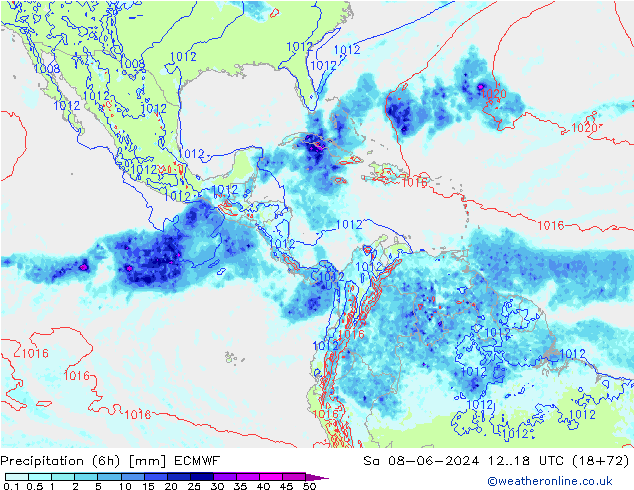 Z500/Rain (+SLP)/Z850 ECMWF so. 08.06.2024 18 UTC