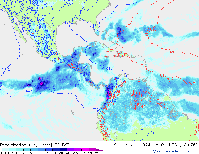 Z500/Rain (+SLP)/Z850 ECMWF nie. 09.06.2024 00 UTC