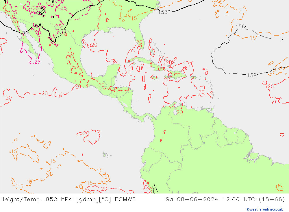 Z500/Rain (+SLP)/Z850 ECMWF Sáb 08.06.2024 12 UTC