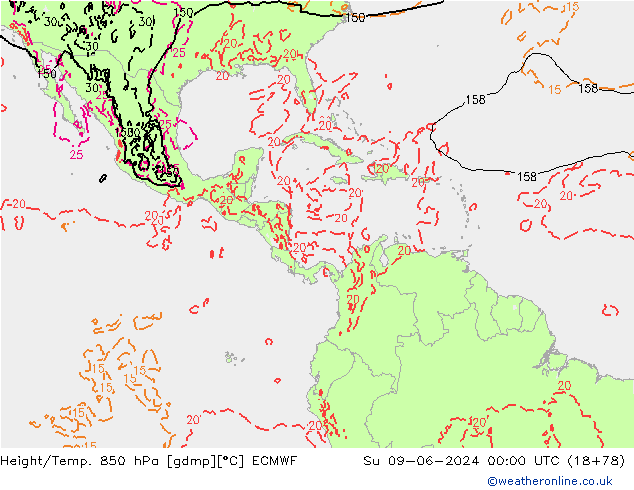 Z500/Rain (+SLP)/Z850 ECMWF nie. 09.06.2024 00 UTC