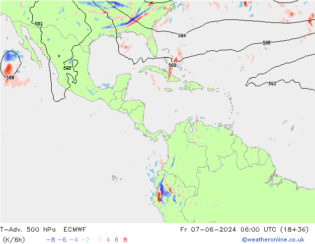 T-Adv. 500 hPa ECMWF Sex 07.06.2024 06 UTC