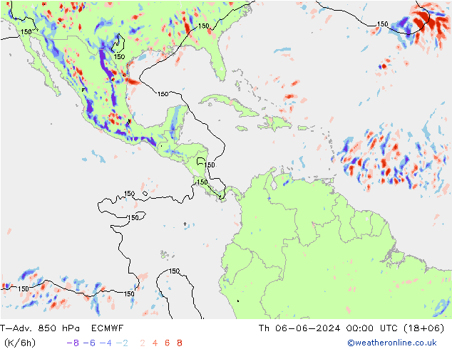 T-Adv. 850 гПа ECMWF чт 06.06.2024 00 UTC