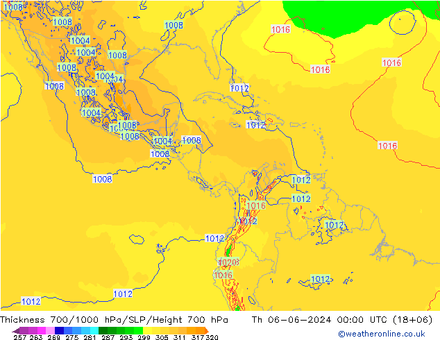 Thck 700-1000 hPa ECMWF Th 06.06.2024 00 UTC