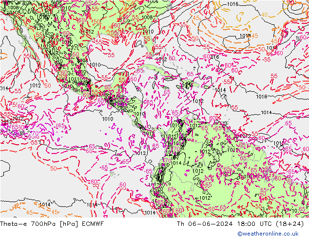 Theta-e 700hPa ECMWF Per 06.06.2024 18 UTC