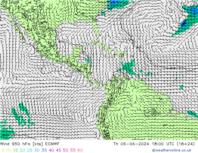 Wind 950 hPa ECMWF Th 06.06.2024 18 UTC