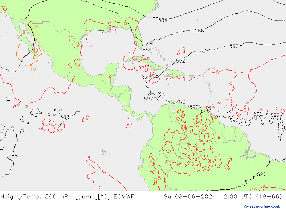 Z500/Rain (+SLP)/Z850 ECMWF Sáb 08.06.2024 12 UTC