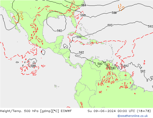 Z500/Rain (+SLP)/Z850 ECMWF nie. 09.06.2024 00 UTC