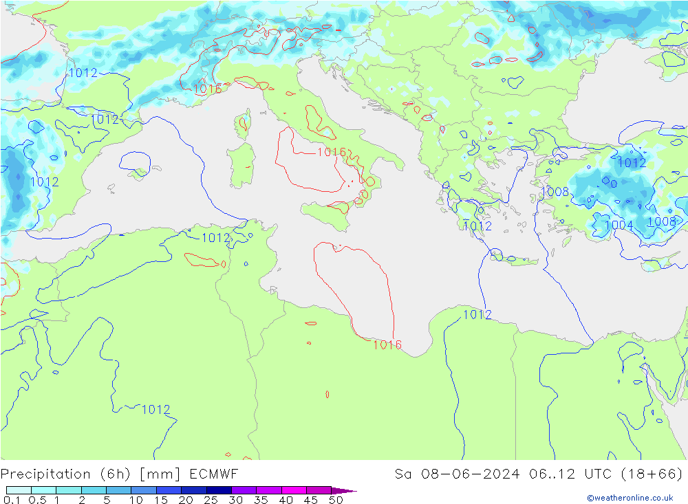 Z500/Rain (+SLP)/Z850 ECMWF sam 08.06.2024 12 UTC