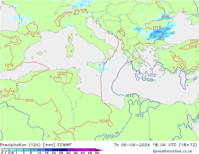 Precipitação (12h) ECMWF Qui 06.06.2024 06 UTC