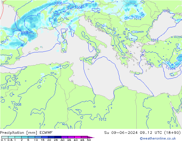 Precipitation ECMWF Su 09.06.2024 12 UTC