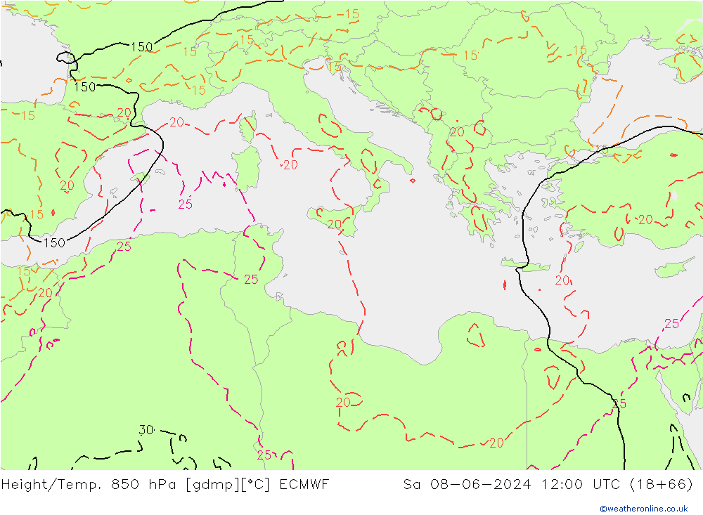 Z500/Rain (+SLP)/Z850 ECMWF sam 08.06.2024 12 UTC